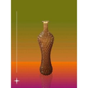 Vintage Amber Rossini Pineapple Diamond Point 16" Glass Genie Bottle Italy